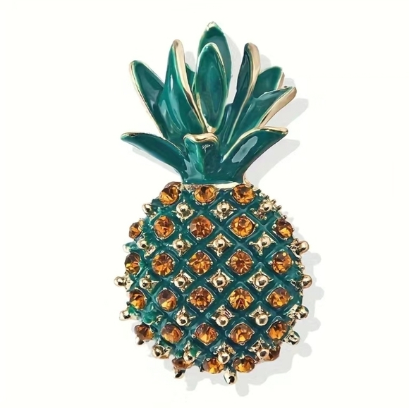 Unisex Pineapple shiny Rhinestone alloy brooch - Picture 3 of 4